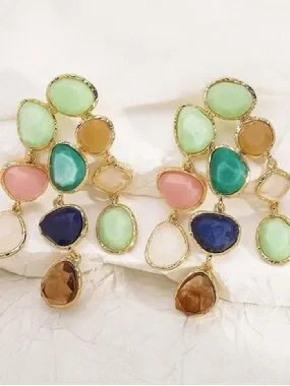 Multicolor Gemstone Drop Statement Earrings